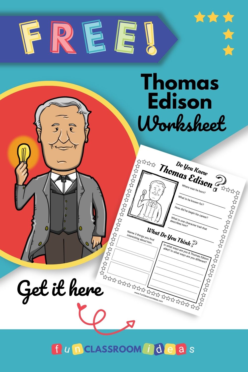 Use this Free Thomas Edison Biography Worksheet to Engage Your Students ...