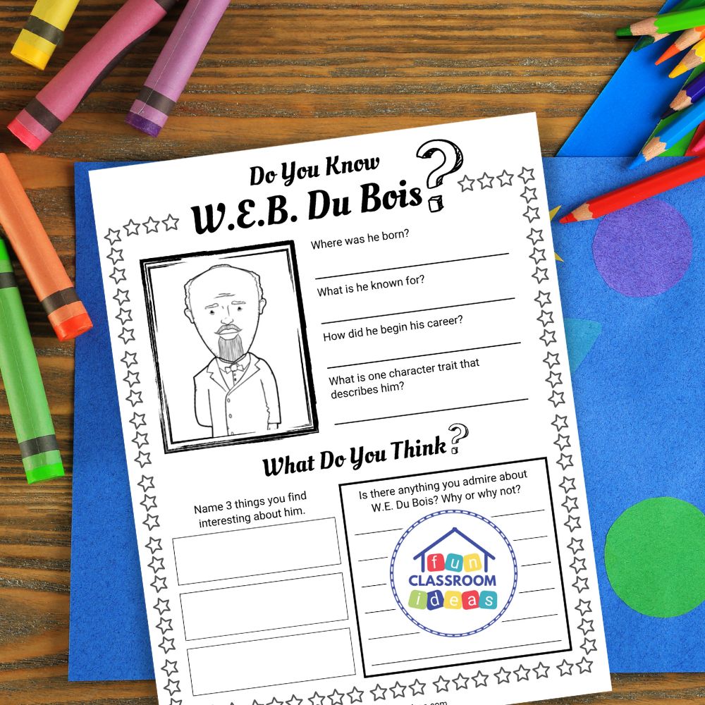 W.E.B. Du Bois coloring worksheet