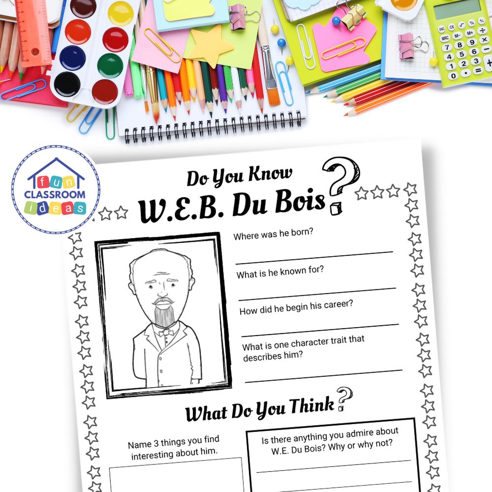 W.E.B. Du Bois coloring worksheet printable