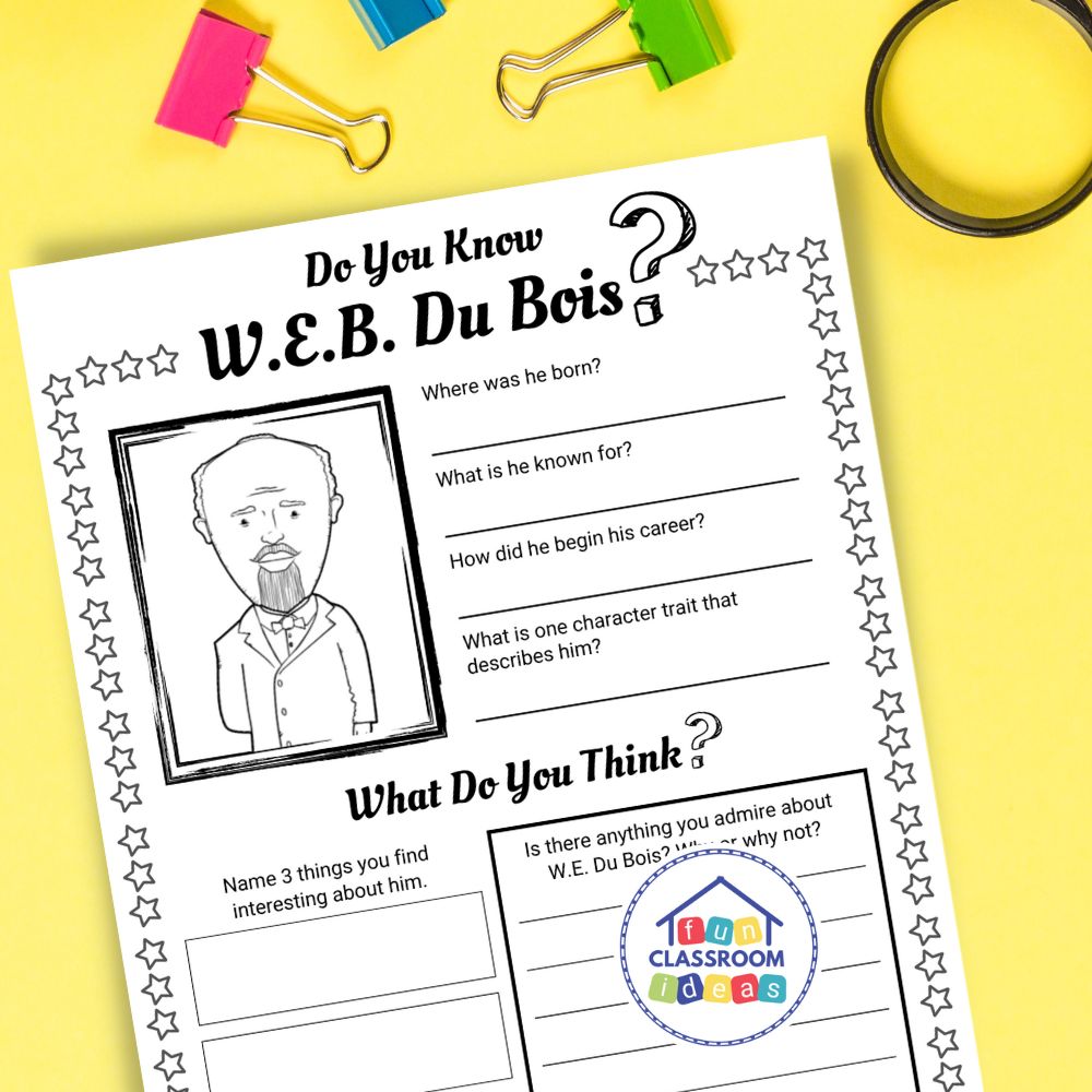 W.E.B. Du Bois worksheets coloring page