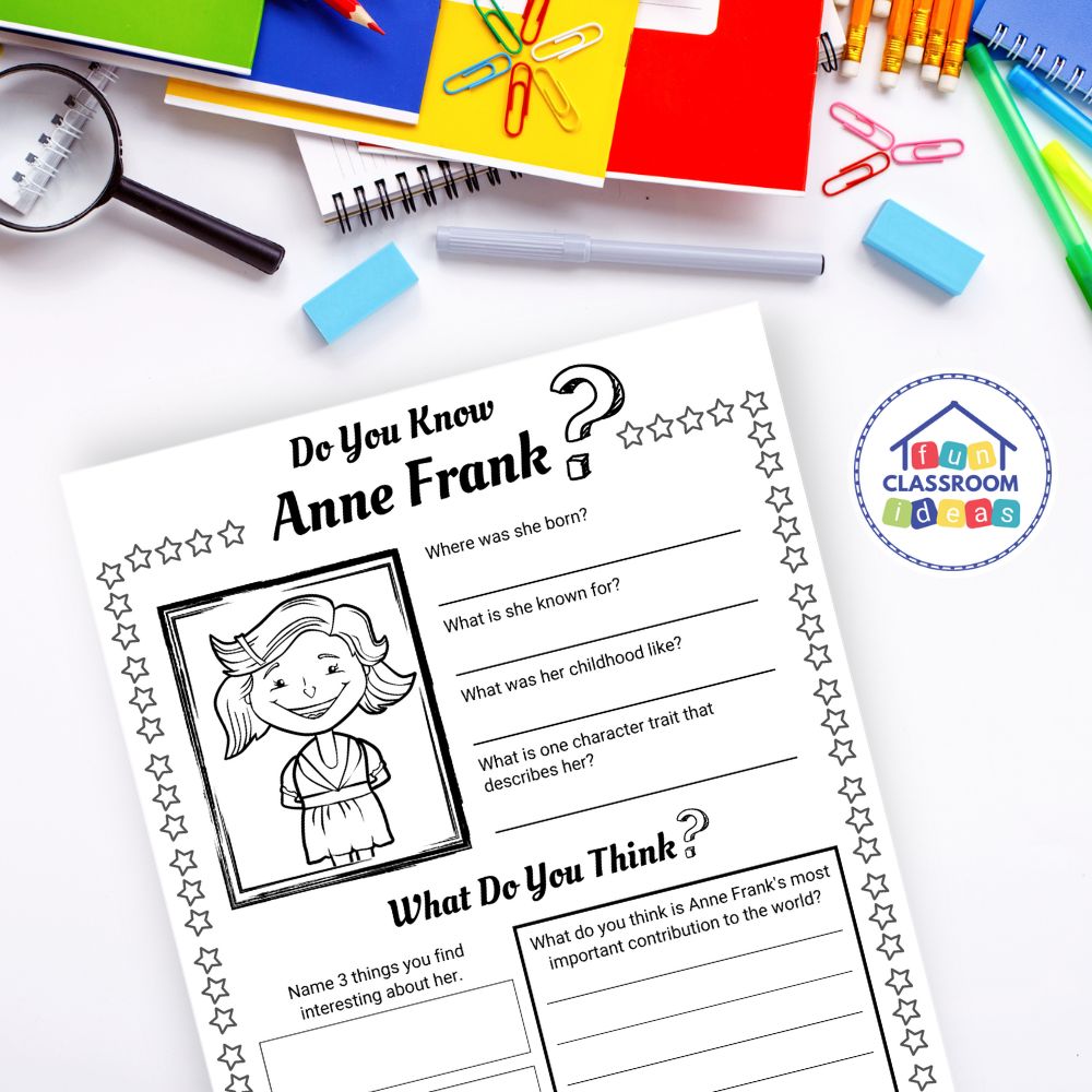 anne frank worksheets