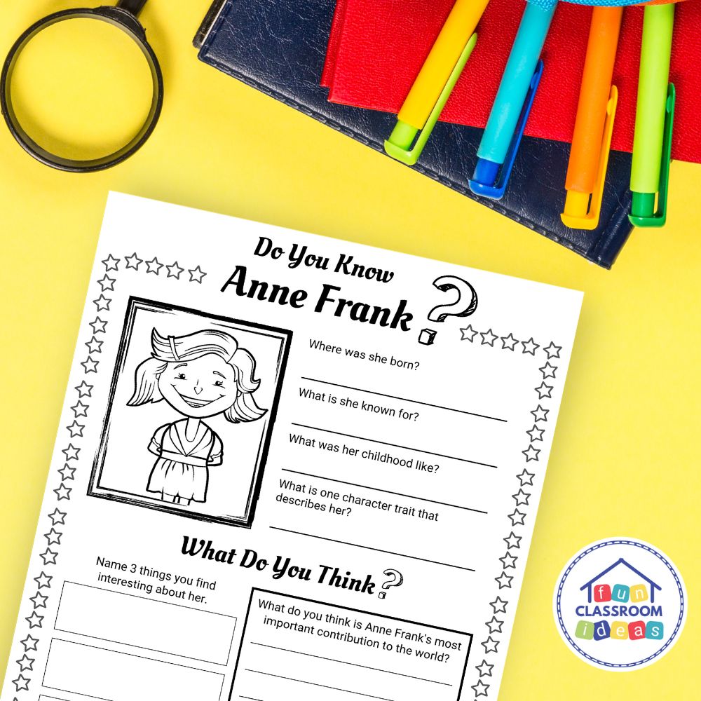 anne frank worksheets lesson