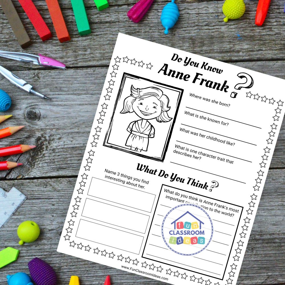 anne frank worksheets pdf