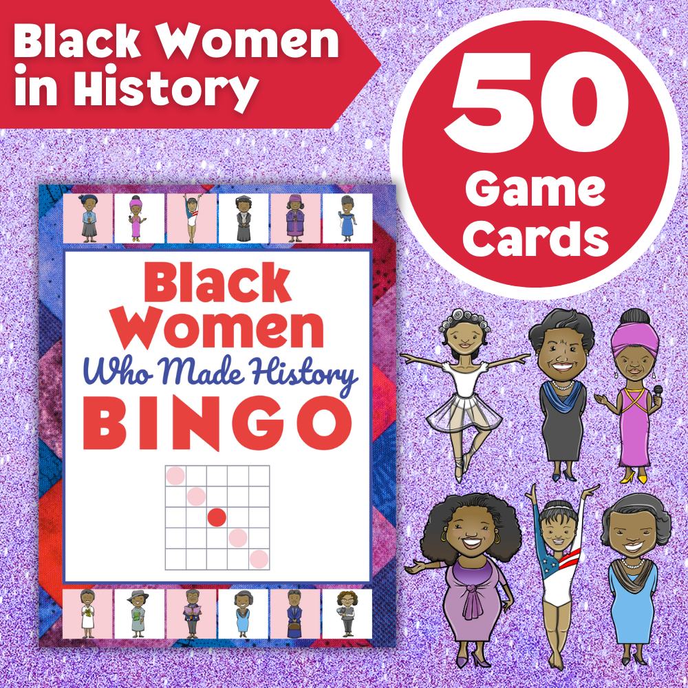 Black Women in History Bingo Game – Educational printable bingo featuring inspiring Black female historical figures