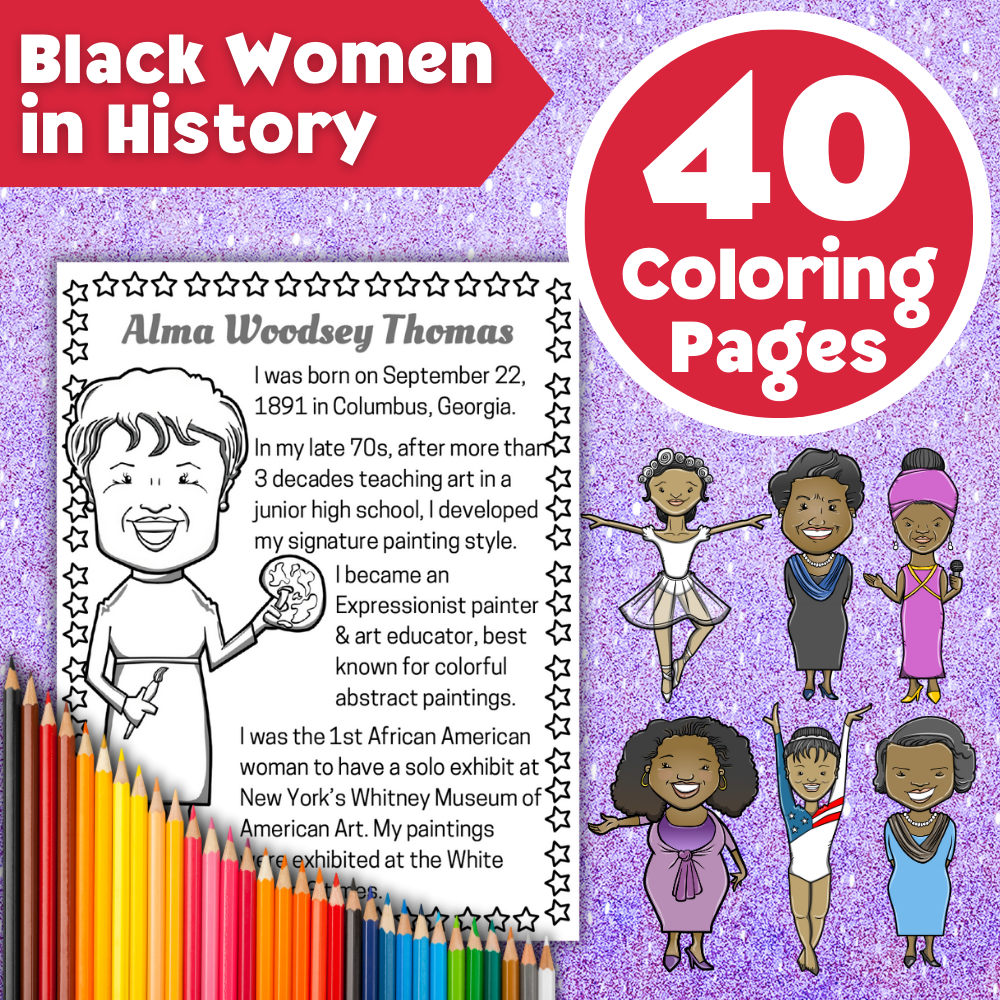 Black Women Coloring Pages – Printable educational coloring pages featuring inspiring Black female historical figures