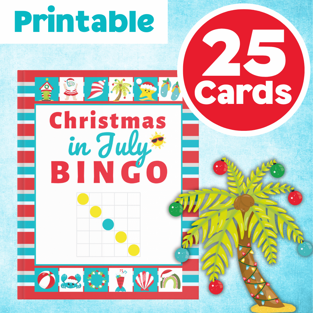 christmas in july bingo games printable cards 25