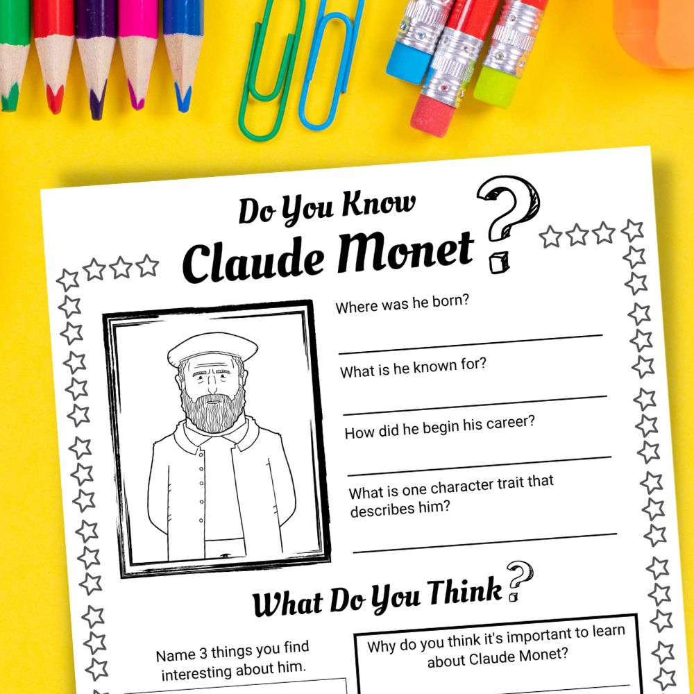 free Claude Monet worksheet