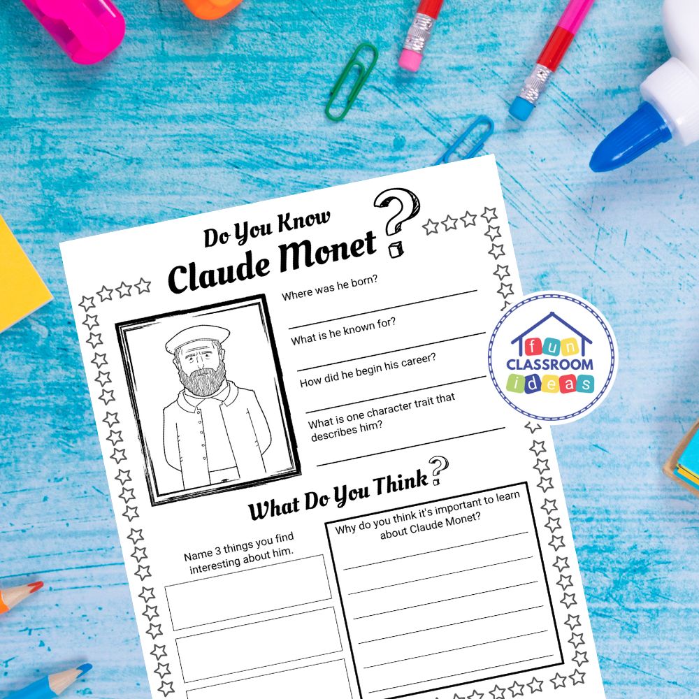 free Claude Monet worksheet