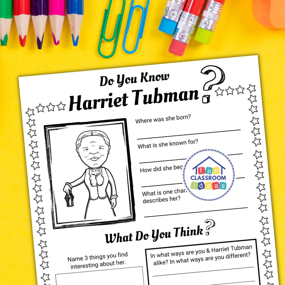 free Harriet Tubman worksheet