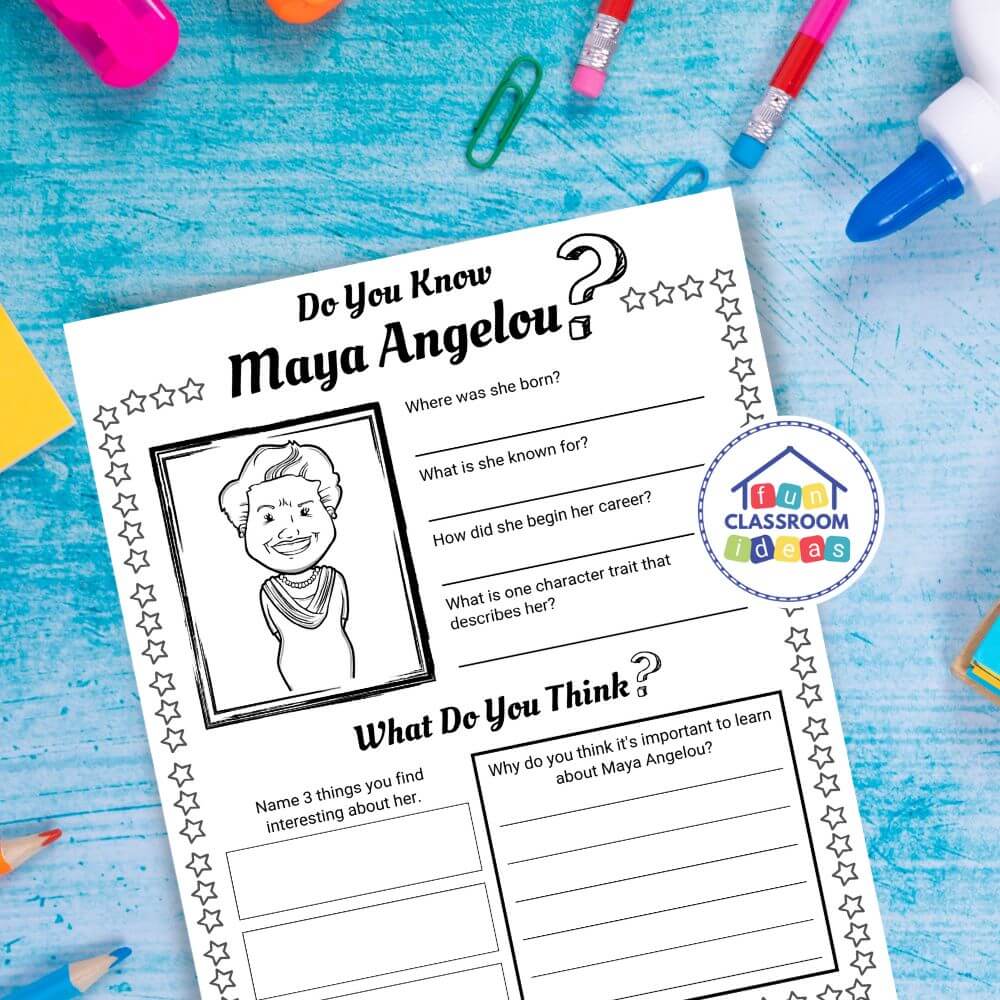 free Maya Angelou worksheet pdf