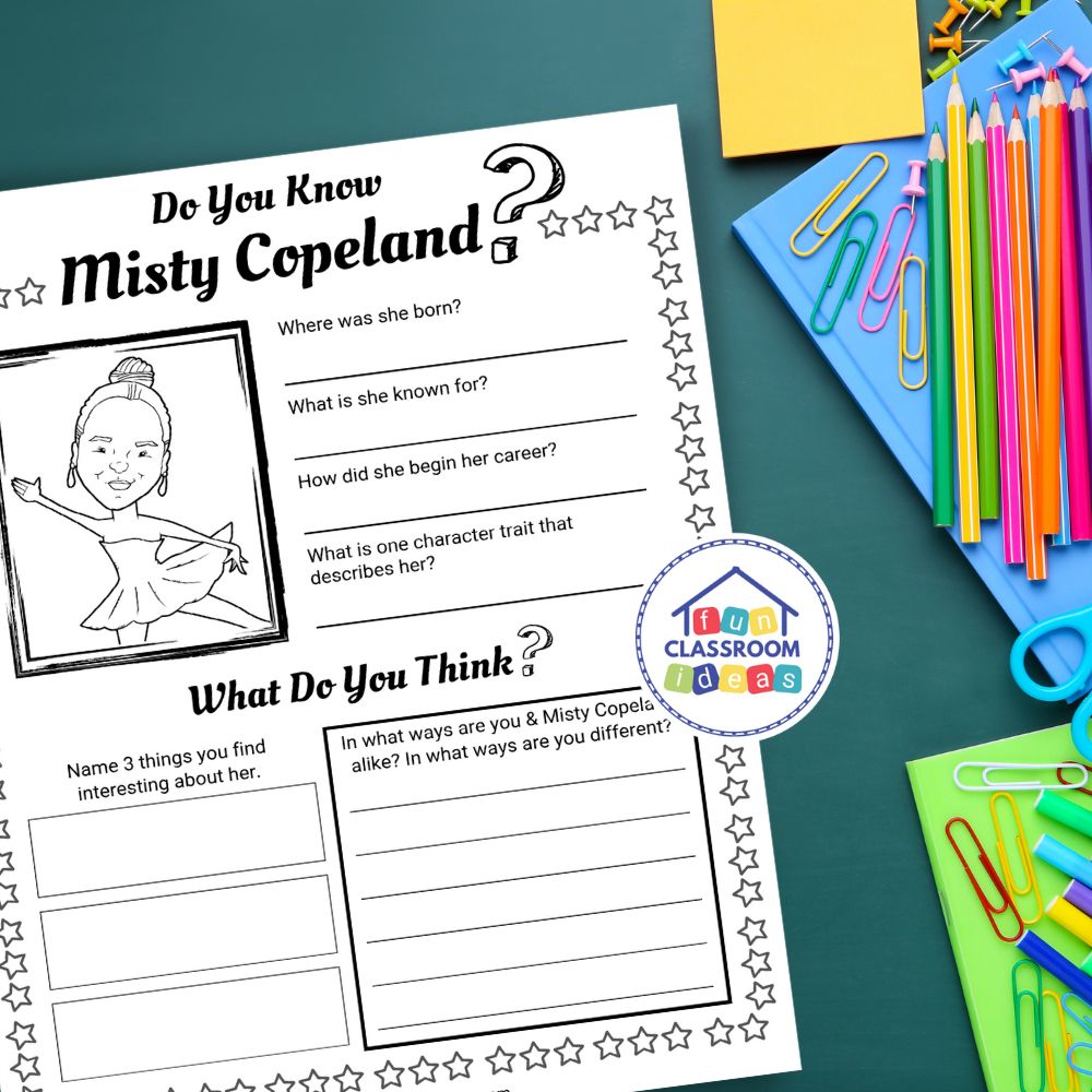 free Misty Copeland worksheets pdf