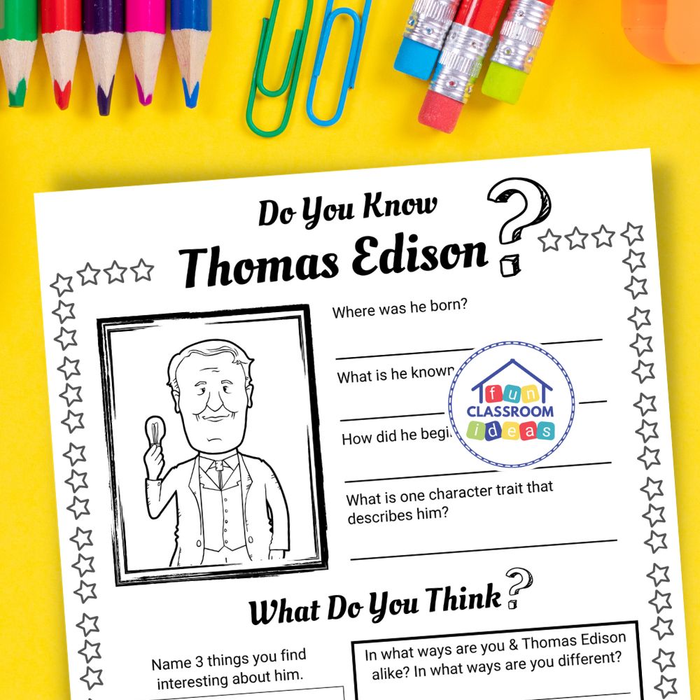 free Thomas Edison worksheet