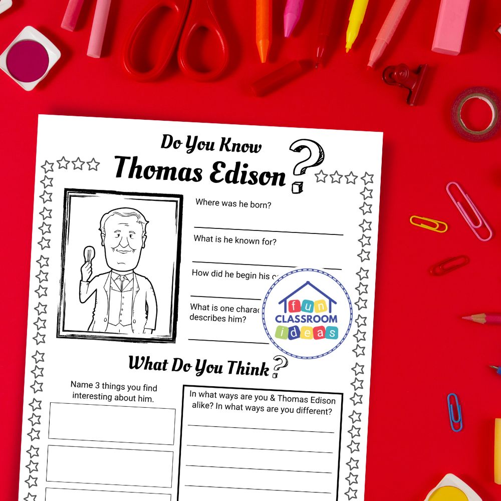 free Thomas Edison worksheets pdf