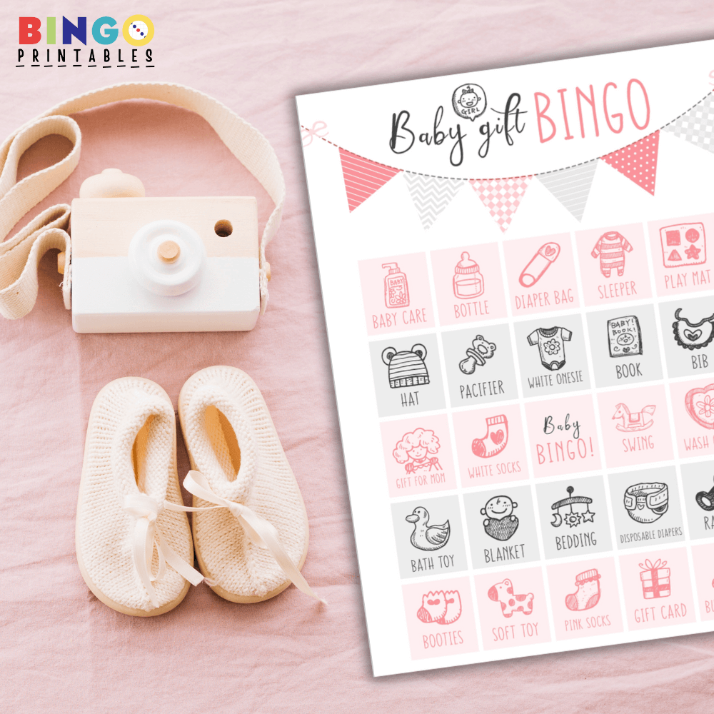 girl baby shower bingo printable game card