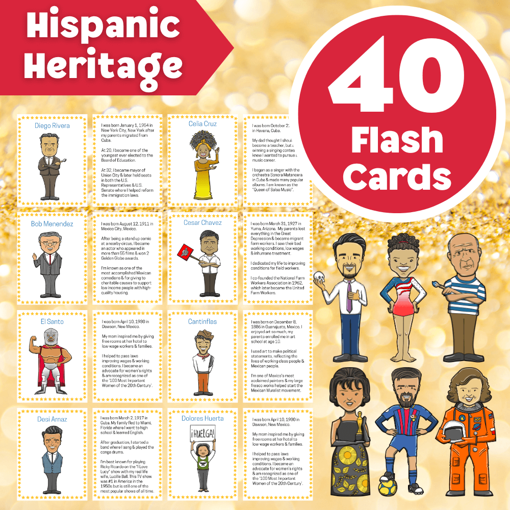 Hispanic Heritage - 40 Flash Cards 🏵