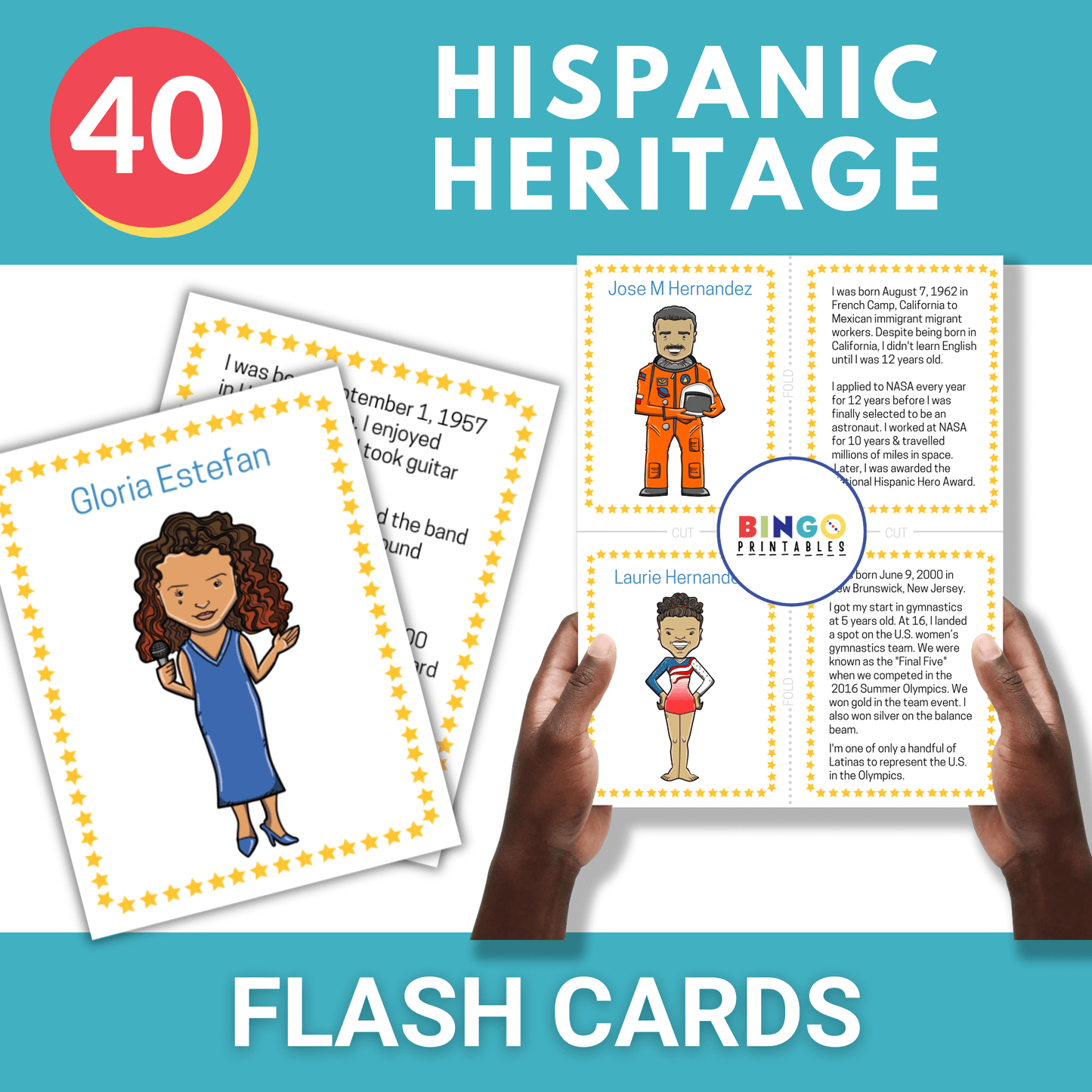 Hispanic Heritage - 40 Flash Cards 🏵