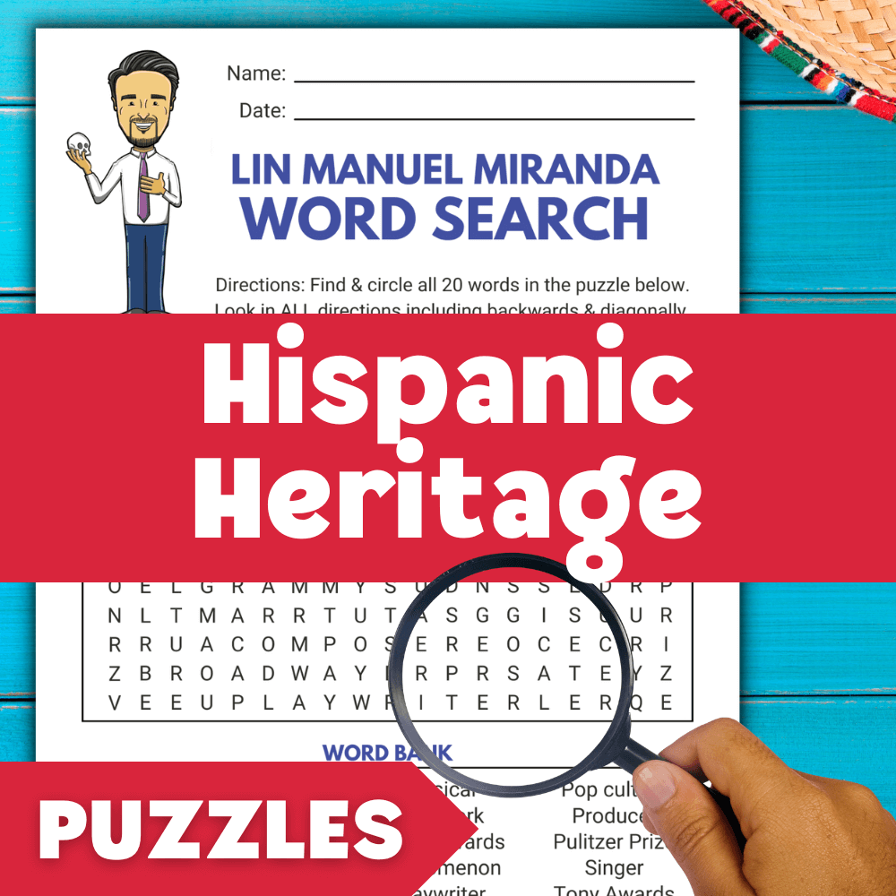 Hispanic Heritage - 40 Word Search Puzzles 🏵