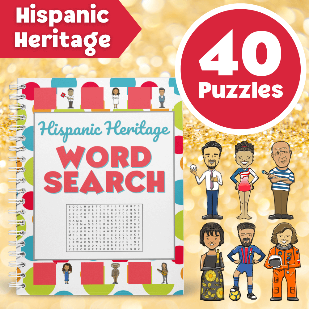 Hispanic Heritage - 40 Word Search Puzzles 🏵