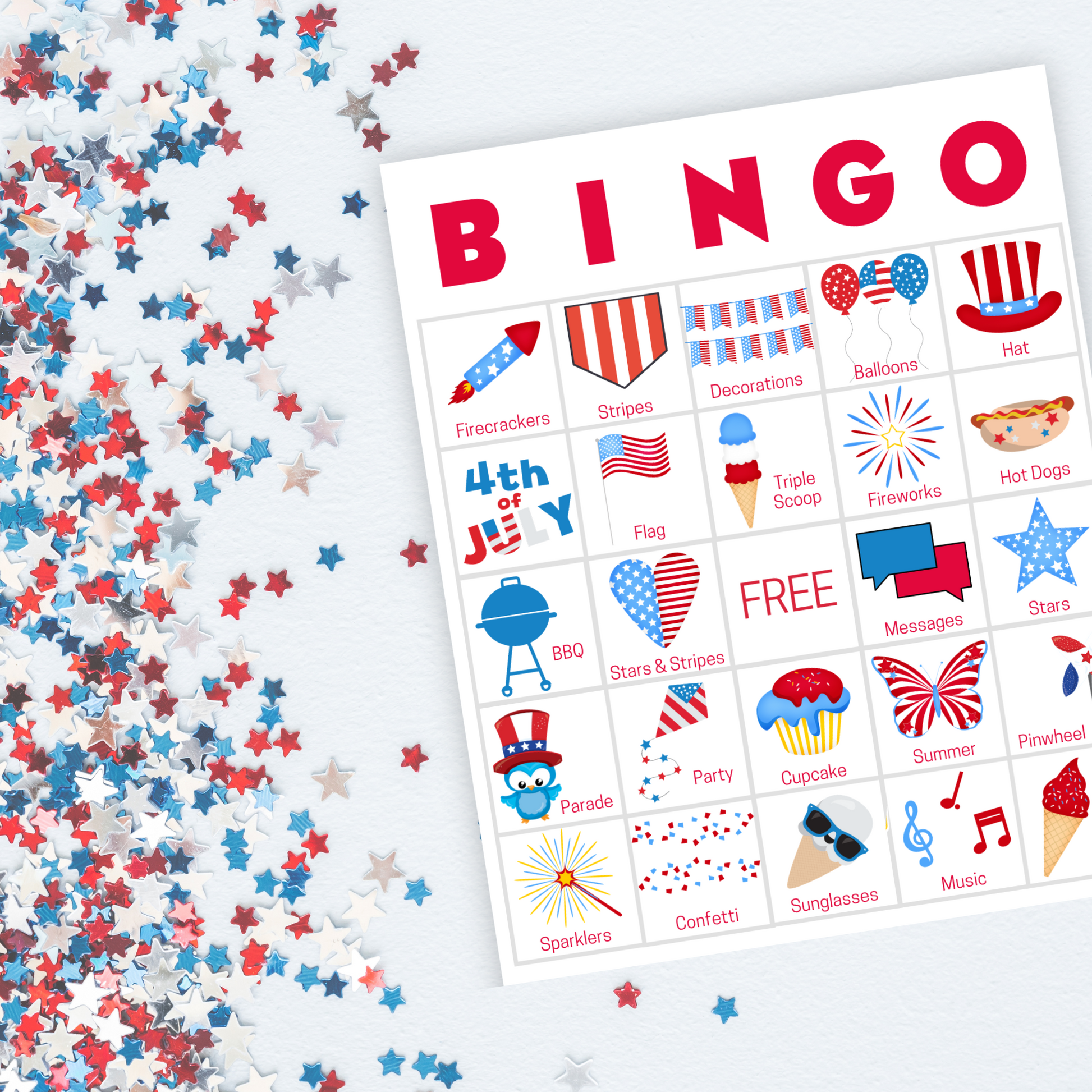 July 4th party games bingo boards