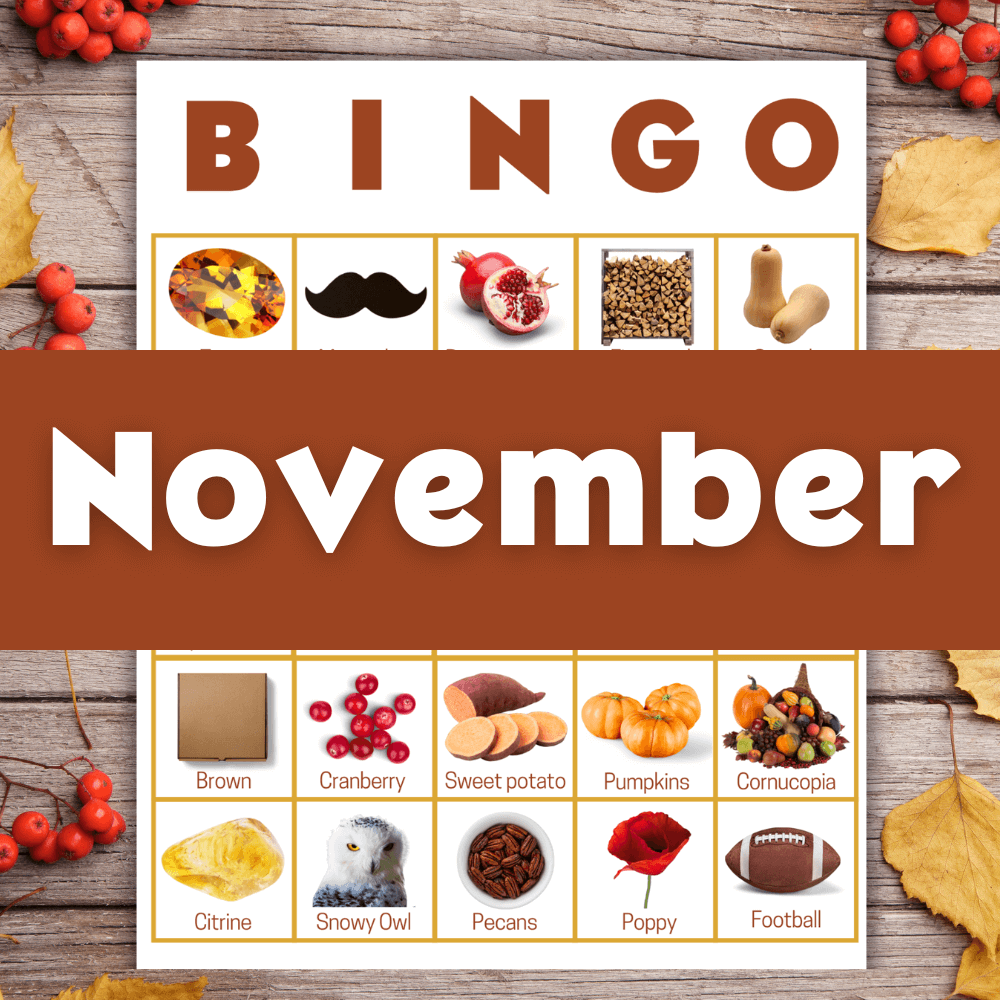 November Bingo 🏈 200 Printable Unique Game Cards For Group Fun – Bingo ...