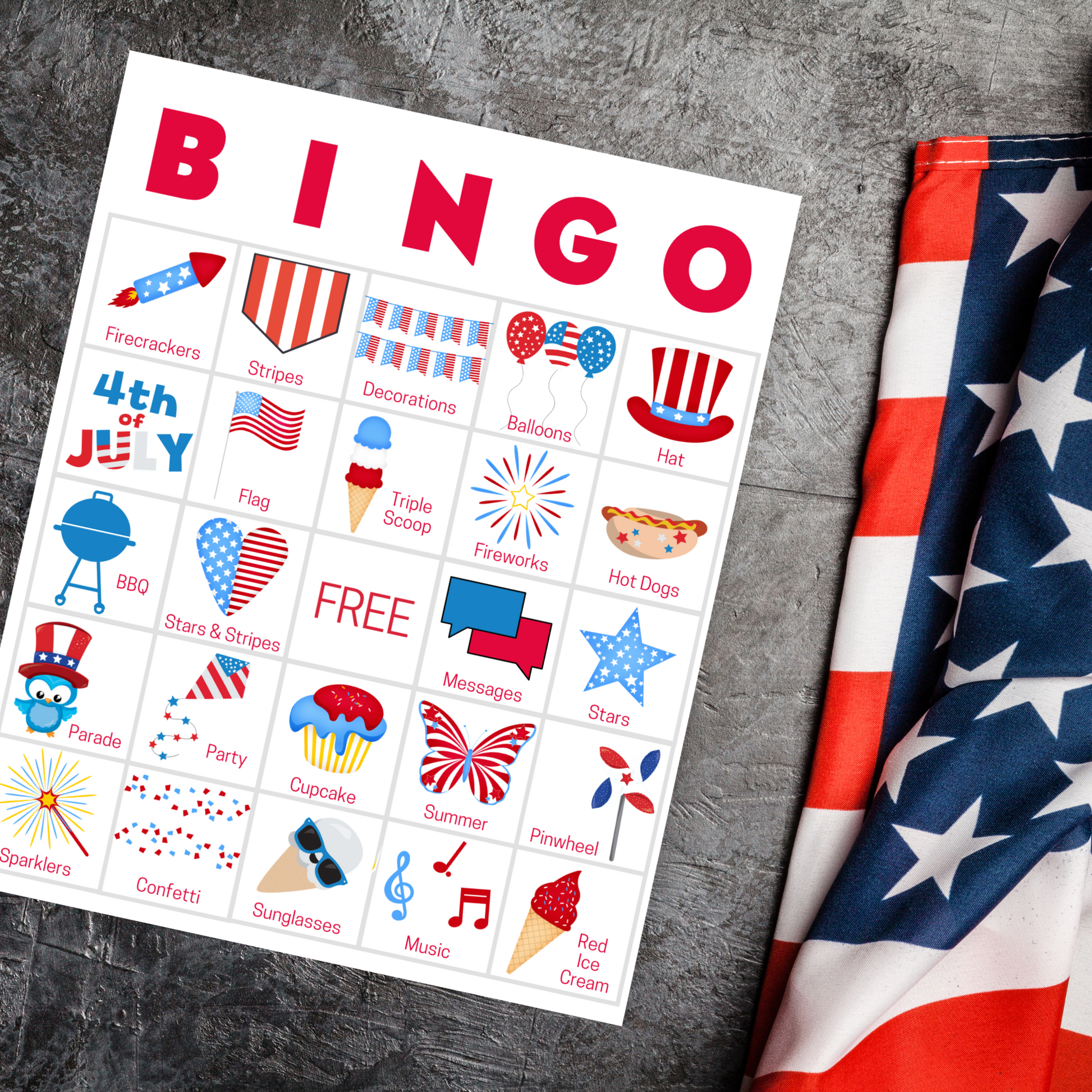 Printable Patriotic Bingo Cards 