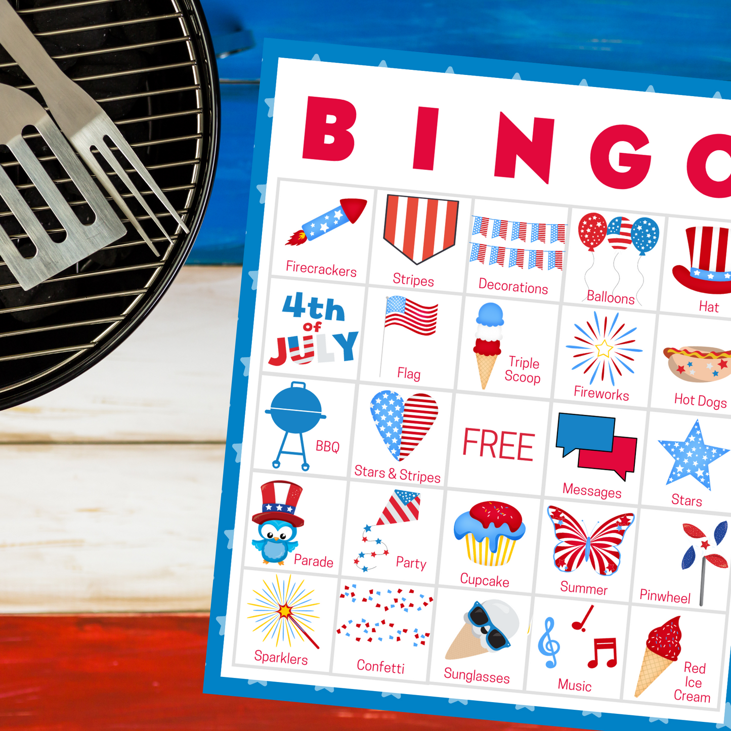 printable 4th of July bingo