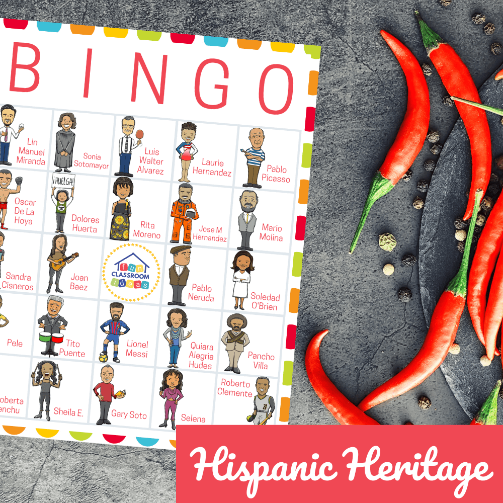 printable Hispanic heritage bingo game cards