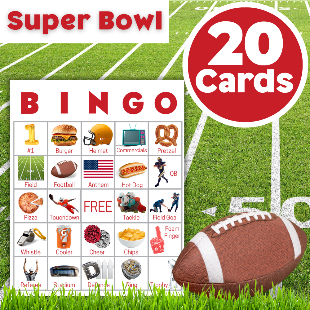 Super Bowl Bingo For Adults Printable PDF 🏈