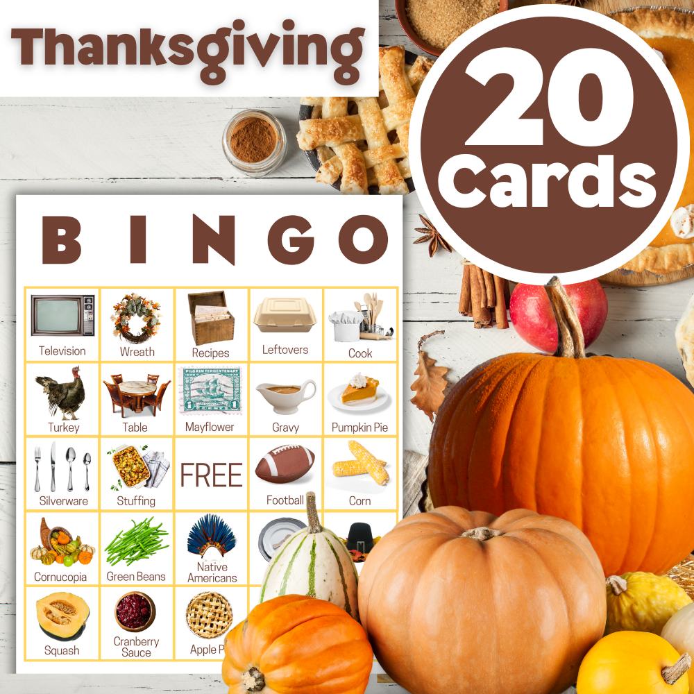 Thanksgiving Bingo For Adults Printable PDF 🦃