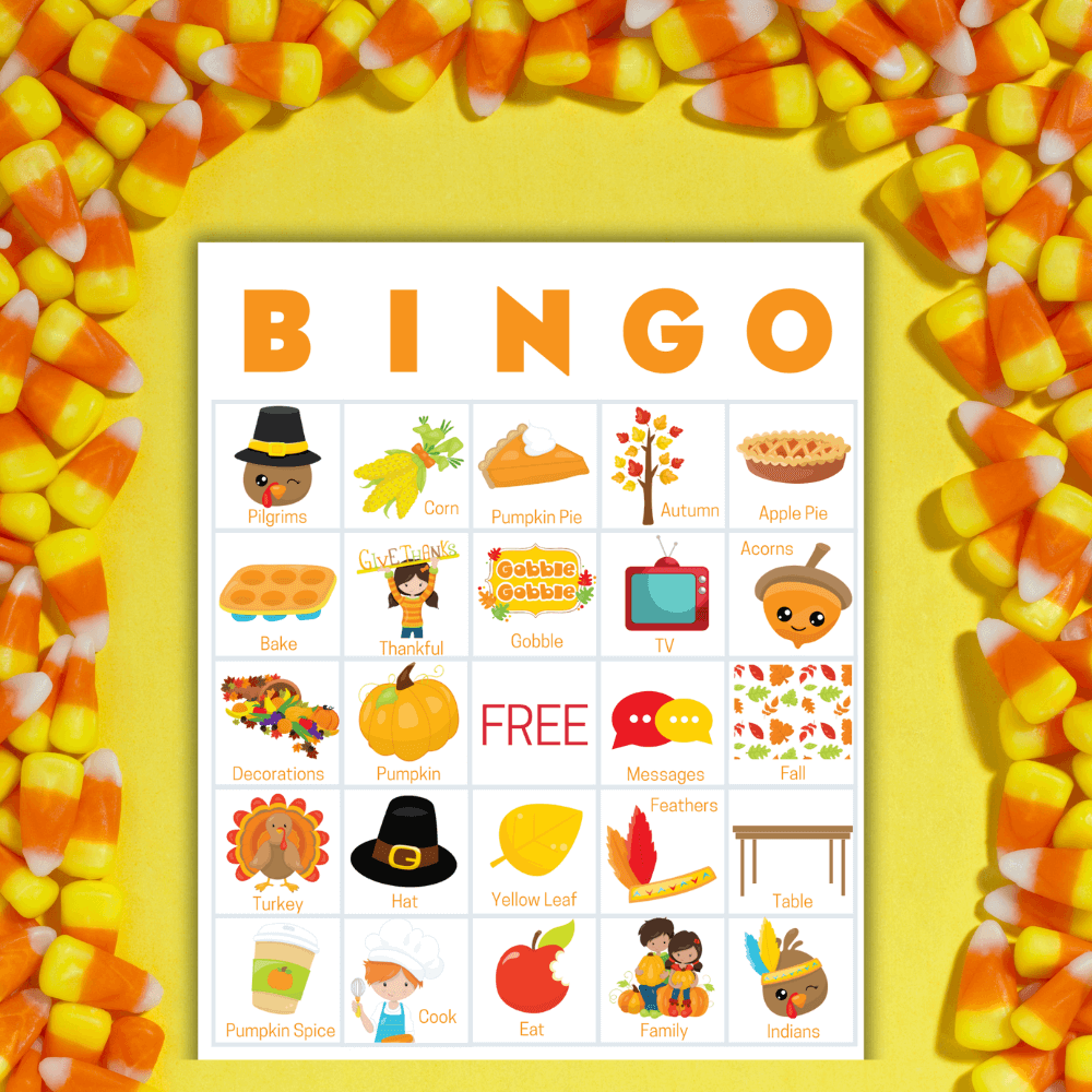 thanksgiving bingo printables candy corn