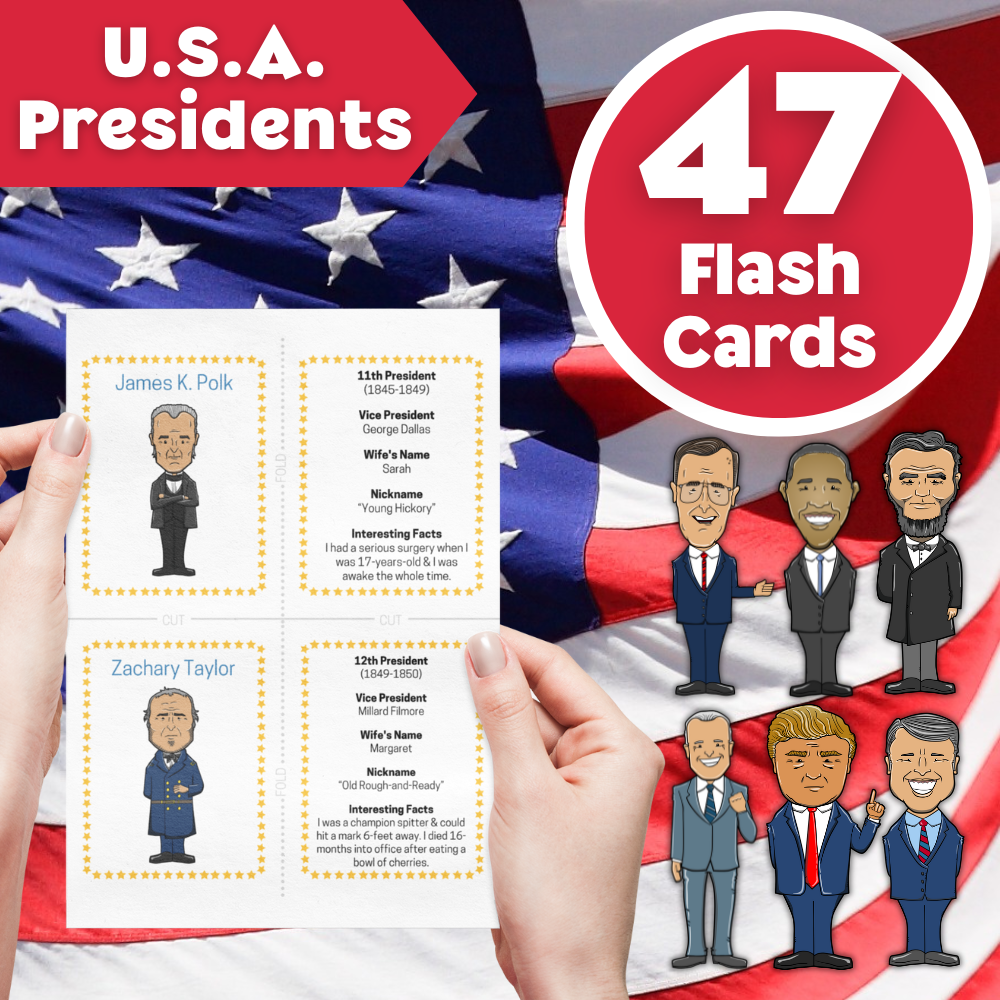 U.S.A. Presidents - 47 Flash Cards 🇺🇸