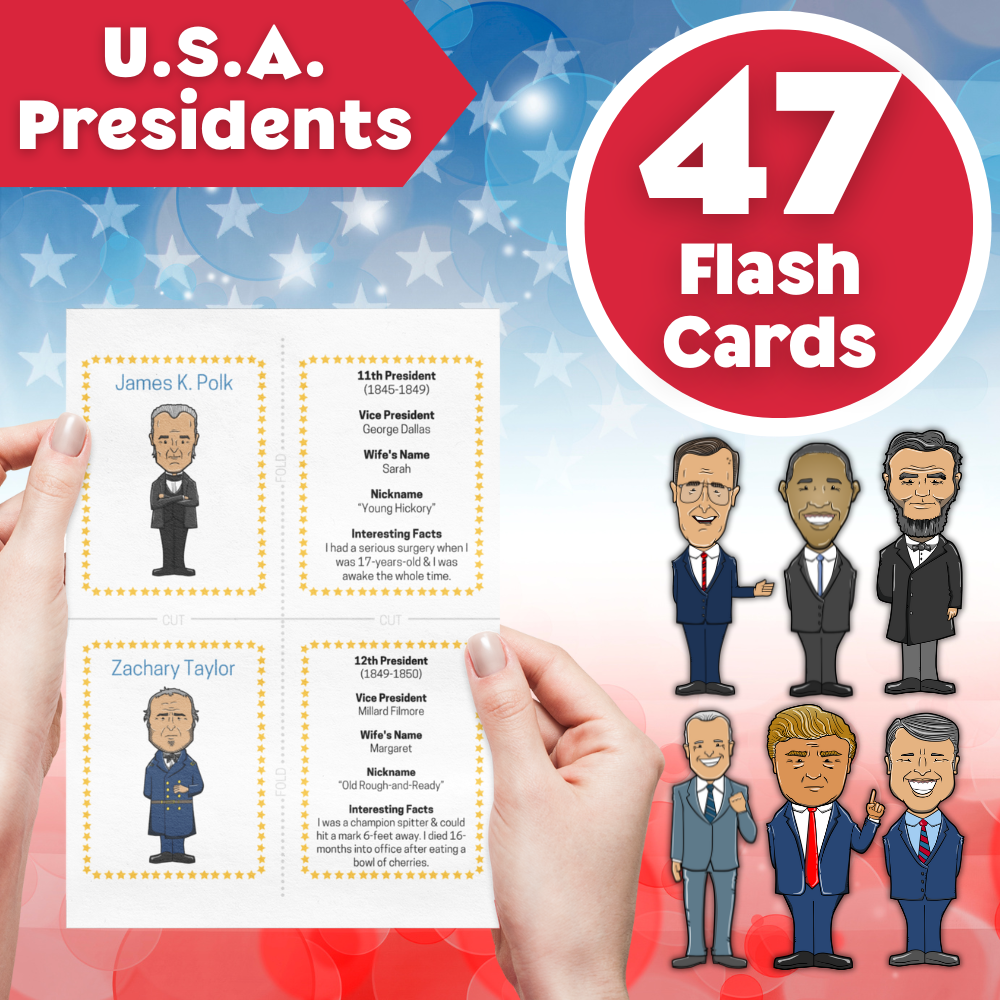 U.S.A. Presidents - 47 Flash Cards 🇺🇸