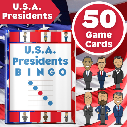 U.S.A. Presidents - 50 Bingo Game Cards 🇺🇸