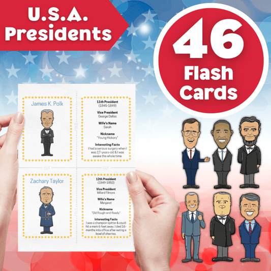 U.S.A. Presidents - 46 Flash Cards 🇺🇸