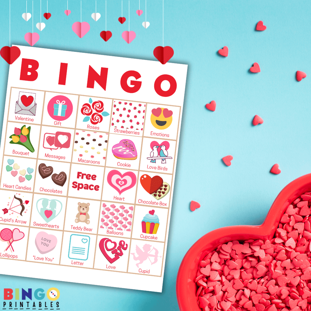 valentines bingo printable conversation hearts