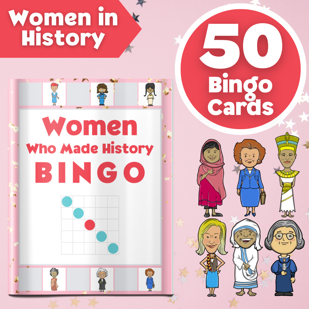 Women in History Bingo Printable Game Cards – Fun and educational bingo featuring inspiring female historical figures