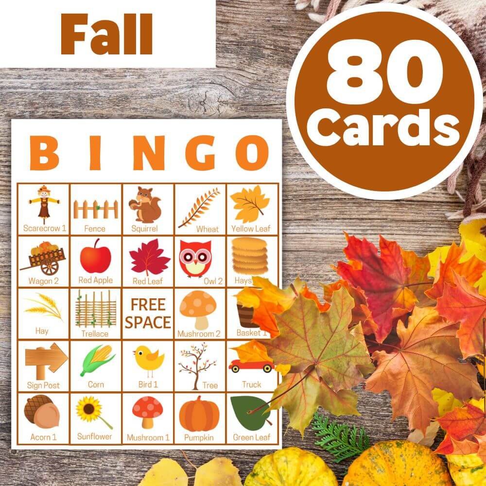 Fall Bingo Pattern Shap Fall Bingo Cards ๐ 160 Unique Autumn Themed Game Cards โ Bingo Printables